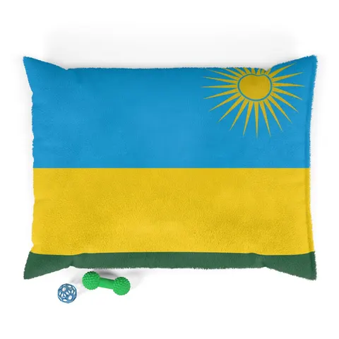 Rwanda Sky Blue & Sun Pet Bed — front view