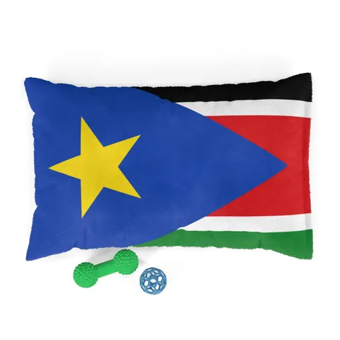 South Sudan Stripes & Blue Triangle Pet Bed — front view