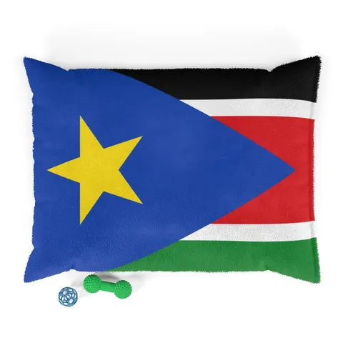 South Sudan Stripes & Blue Triangle Pet Bed — front view