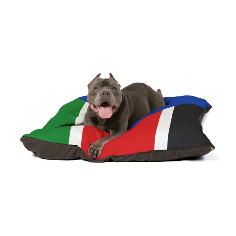 South Sudan Stripes & Blue Triangle Pet Bed — other view