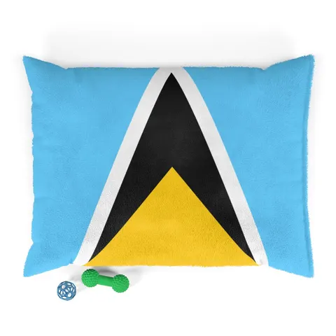 Saint Lucia Blue Triangle Peak Pet Bed — front view