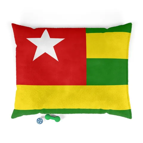 Togo Green Yellow Stripes Pet Bed — front view