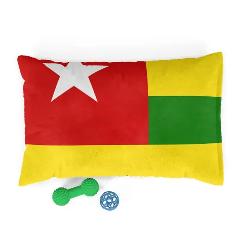 Togo Green Yellow Stripes Pet Bed — front view
