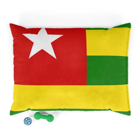 Togo Green Yellow Stripes Pet Bed — front view