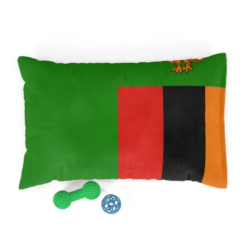 Zambia Green Field & Orange Eagle Pet Bed — front view