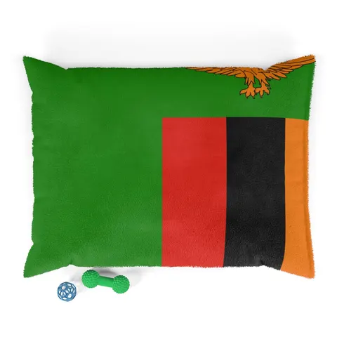 Zambia Green Field & Orange Eagle Pet Bed — front view