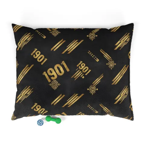 Grambling 1901 Black & Gold Edge Pet Bed — front view