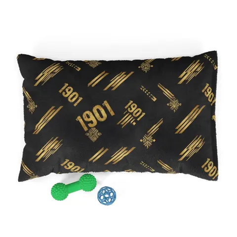 Grambling 1901 Black & Gold Edge Pet Bed — front view