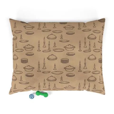 Holiday Family Dinner Icons Pet Bed — front view
