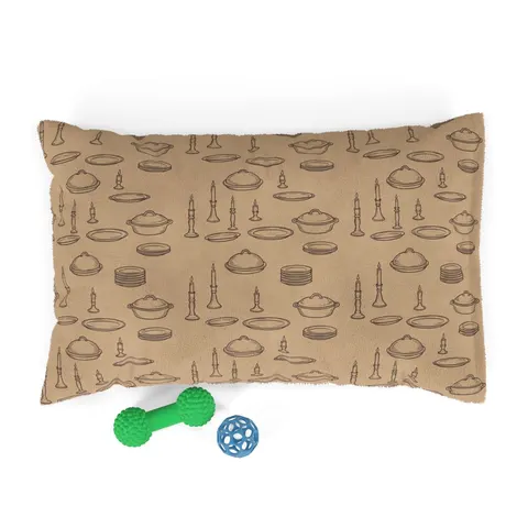 Holiday Family Dinner Icons Pet Bed — front view