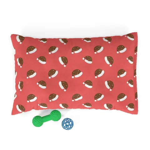 Holiday Brown Santa Hat Icons Pet Bed — front view