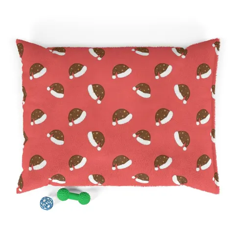 Holiday Brown Santa Hat Icons Pet Bed — front view