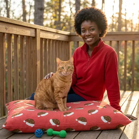 Holiday Brown Santa Hat Icons Pet Bed