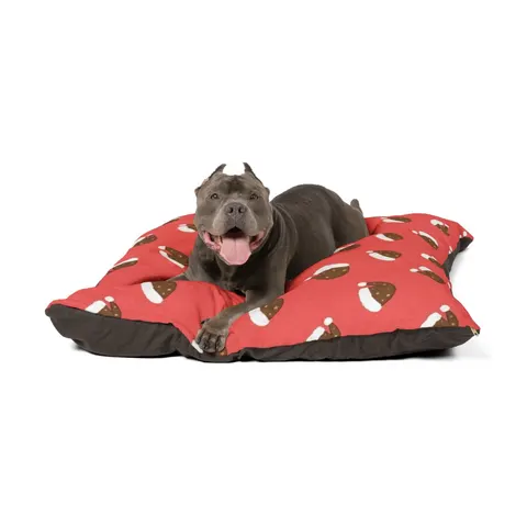 Holiday Brown Santa Hat Icons Pet Bed — other view
