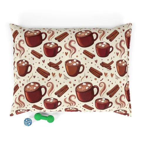 Holiday Hot Cocoa & Marshmallows Pet Bed — front view