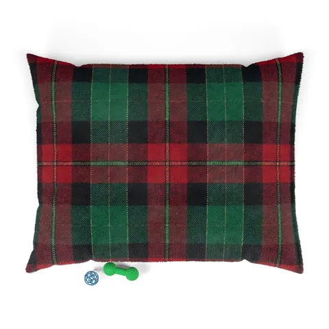 Holiday Fireplace Plaid Pet Bed — front view