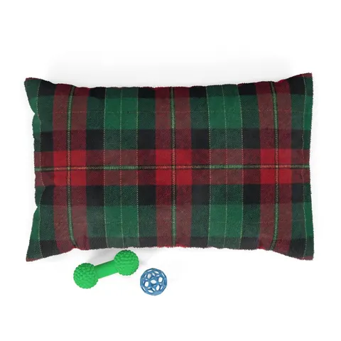 Holiday Fireplace Plaid Pet Bed — front view