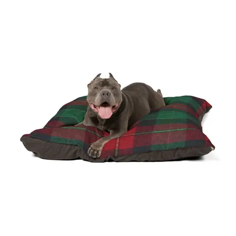Holiday Fireplace Plaid Pet Bed — other view