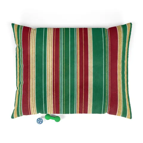 Holiday Gift Wrap Stripes Pet Bed — front view