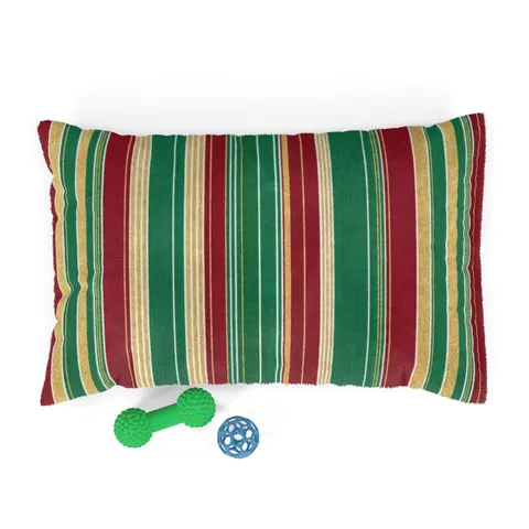 Holiday Gift Wrap Stripes Pet Bed — front view