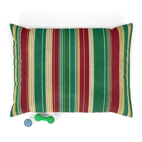Holiday Gift Wrap Stripes Pet Bed — front view