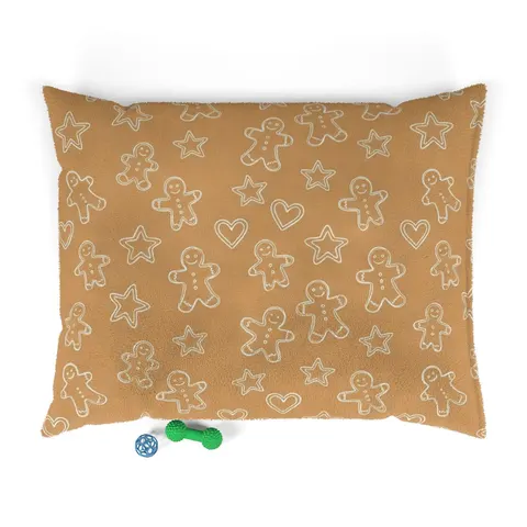 Holiday Gingerbread Cookie Pattern Pet Bed — front view