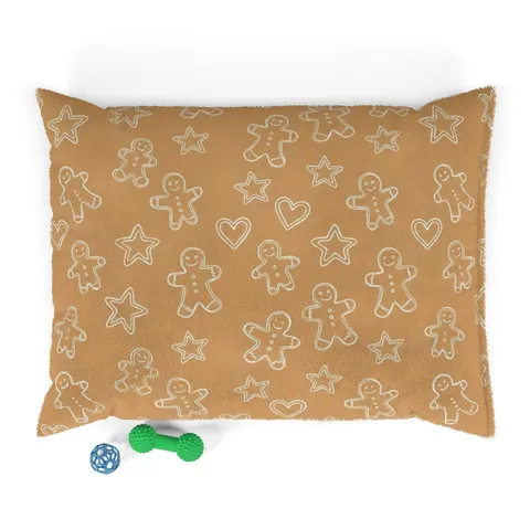 Holiday Gingerbread Cookie Pattern Pet Bed — front view