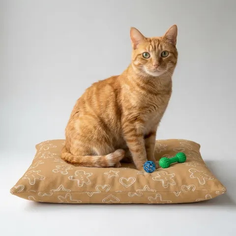 Holiday Gingerbread Cookie Pattern Pet Bed