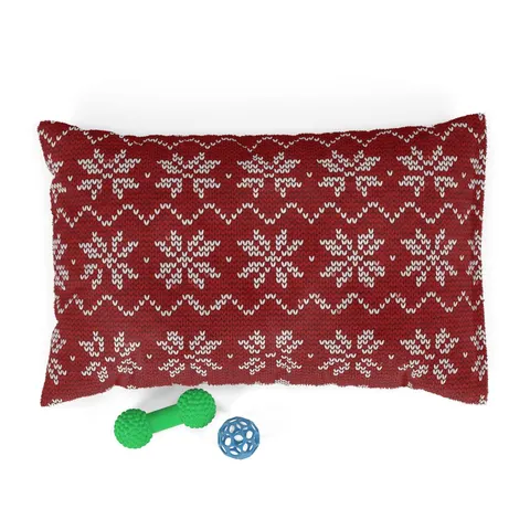 Holiday Red & White Knit Pet Bed — front view