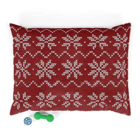Holiday Red & White Knit Pet Bed — front view
