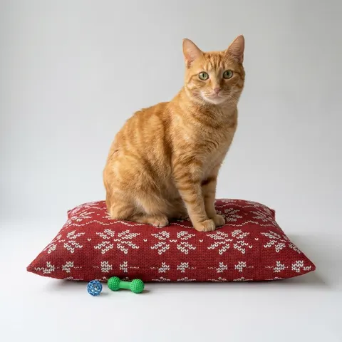 Holiday Red & White Knit Pet Bed