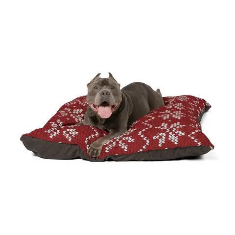 Holiday Red & White Knit Pet Bed — other view