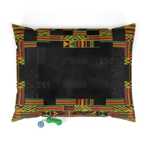 Holiday Kwanzaa Kente Border Pet Bed — front view