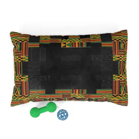 Holiday Kwanzaa Kente Border Pet Bed — front view