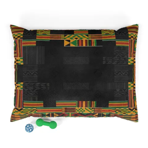 Holiday Kwanzaa Kente Border Pet Bed — front view