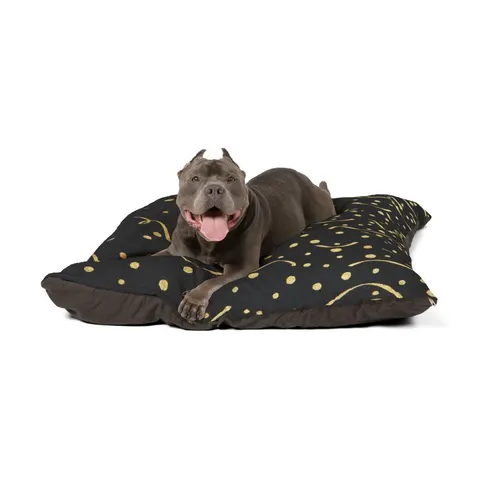 New Year Gold Confetti on Black Pet Bed — other view