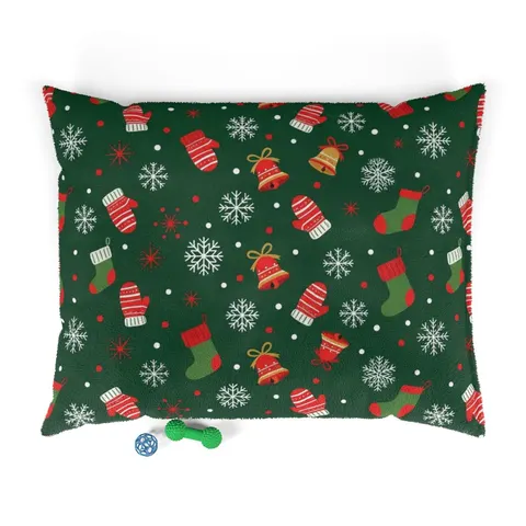 Holiday Ugly Sweater Icons Pet Bed — front view