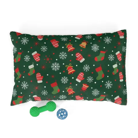 Holiday Ugly Sweater Icons Pet Bed — front view