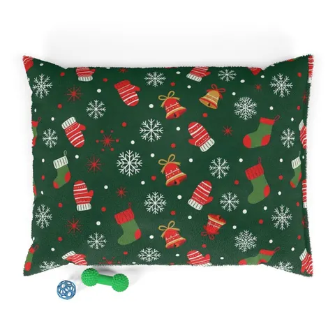 Holiday Ugly Sweater Icons Pet Bed — front view