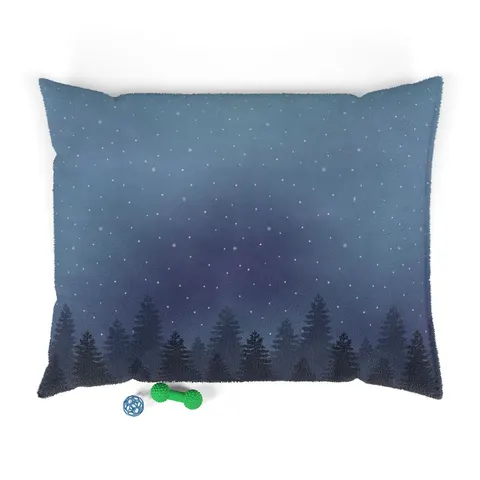 Winter Pine Tree Silhouettes Pet Bed — front view
