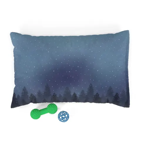 Winter Pine Tree Silhouettes Pet Bed — front view