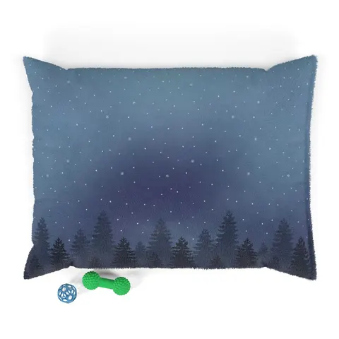 Winter Pine Tree Silhouettes Pet Bed — front view
