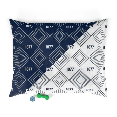 Jackson State 1877 Blue & White Split Pet Bed — front view