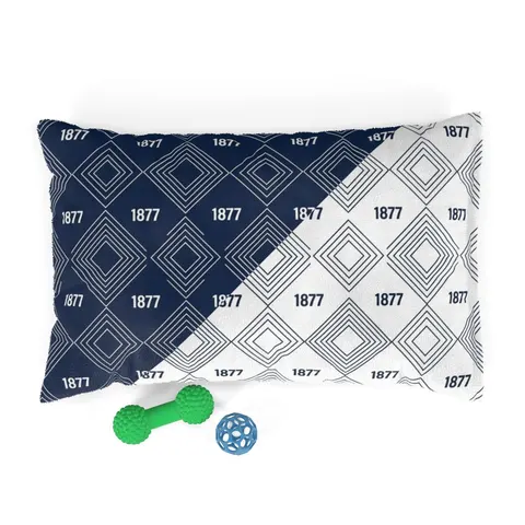 Jackson State 1877 Blue & White Split Pet Bed — front view