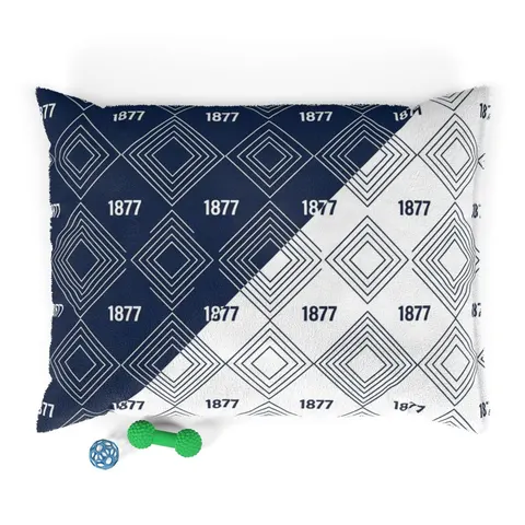 Jackson State 1877 Blue & White Split Pet Bed — front view
