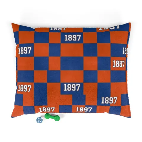 Langston 1897 Orange & Blue Pet Bed — front view