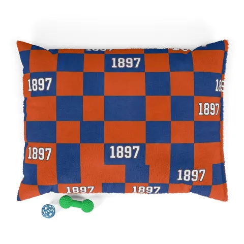 Langston 1897 Orange & Blue Pet Bed — front view