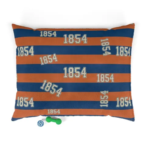 Lincoln (PA) 1854 Blue & Orange Pet Bed — front view