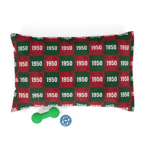 Mississippi Valley State 1950 Green & Red Pet Bed — front view