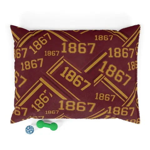 Morehouse 1867 Maroon & Gold Classic Pet Bed — front view